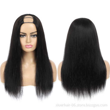 10A Grade Human Hair Wigs, Unprocessed U Part Human Hair Wig Guangzhou with Bangs for Black Women